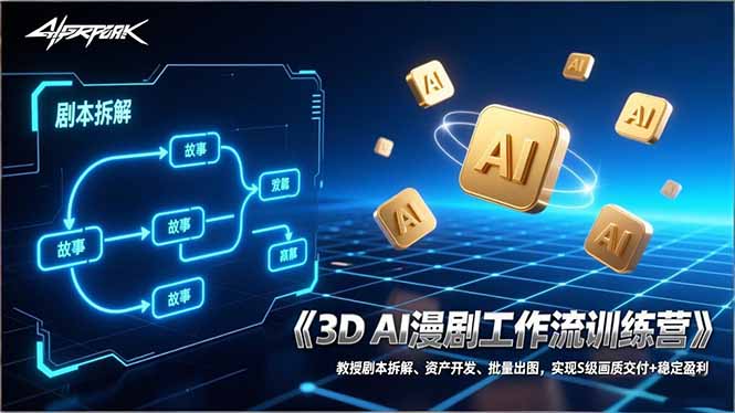 3D AI漫剧工作流训练营:教授剧本拆解、资产开发、批量出图,实现S级画质交付+稳定盈利采购|汽车产业|汽车配件|机加工蚂蚁智酷企业交流社群中心