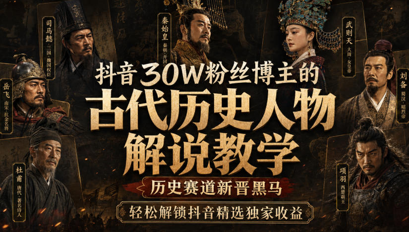 抖音30W粉丝博主的古代历史人物解说教学,历史赛道新晋黑马,轻松解锁抖音精选独家收益采购|汽车产业|汽车配件|机加工企业家交流社群中心
