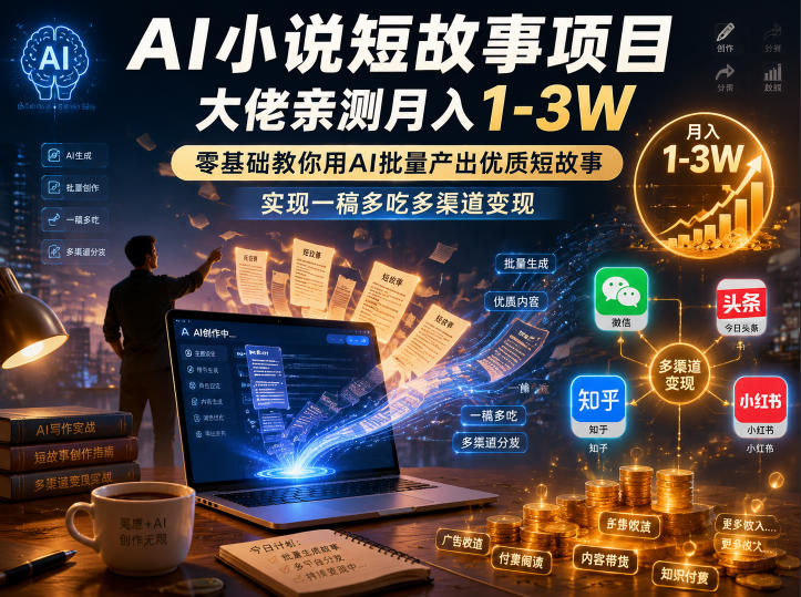 AI小说短故事项目,大佬亲测月入1-3W,零基础教你用AI批量产出优质短故事,实现一稿多吃多渠道变现(更新0624)采购|汽车产业|汽车配件|机加工企业家交流社群中心
